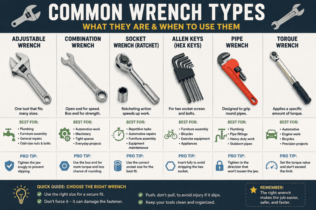 Wrench types comparison infographic