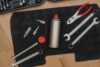 Clean tools neatly arranged with cleaning supplies