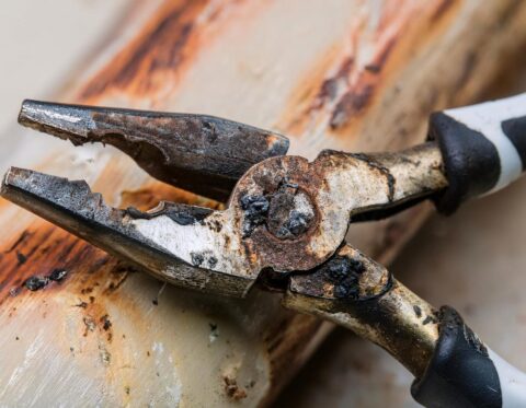 Close-up of rusty pliers