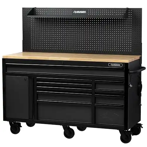 Husky 61 in. W 23 in. D 10-Drawer 1-Door Mobile Workbench